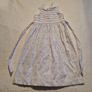 Hartstrings girls size 8 dress white with purple flowers Vintage below knee